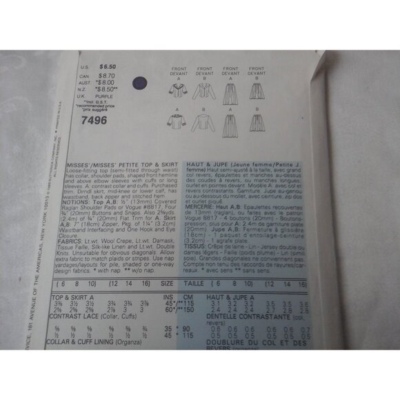 Four 80s Vogue sewing patterns UNCUT dresses blouses shirt jumper sz 12-18 - Picture 7 of 9